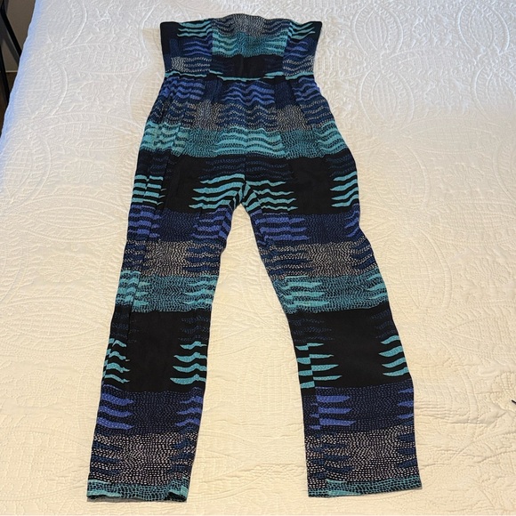Mara Hoffman Pants - Mara Hoffman Strapless Jumpsuit in Teal, Blue & Black